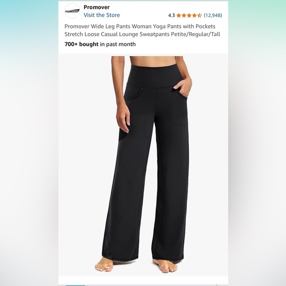 Black Wide-Leg Women's Pants Athletic (C) 29 in inseam - Picture 1 of 5